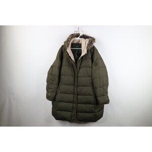 Vintage Ralph Lauren Womens 3XL Distressed Duck Down Hooded Puffer Jacket Green